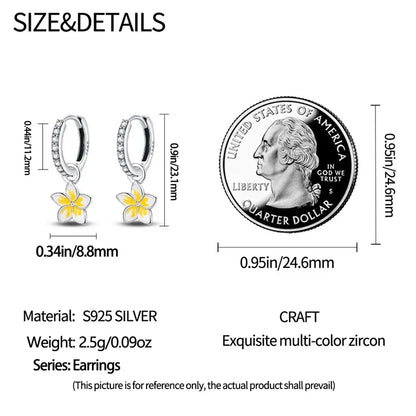 Boucles d'oreilles créoles en argent sterling Plumeria paradis tropical