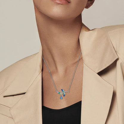 Collier libellule en argent sterling et cristal