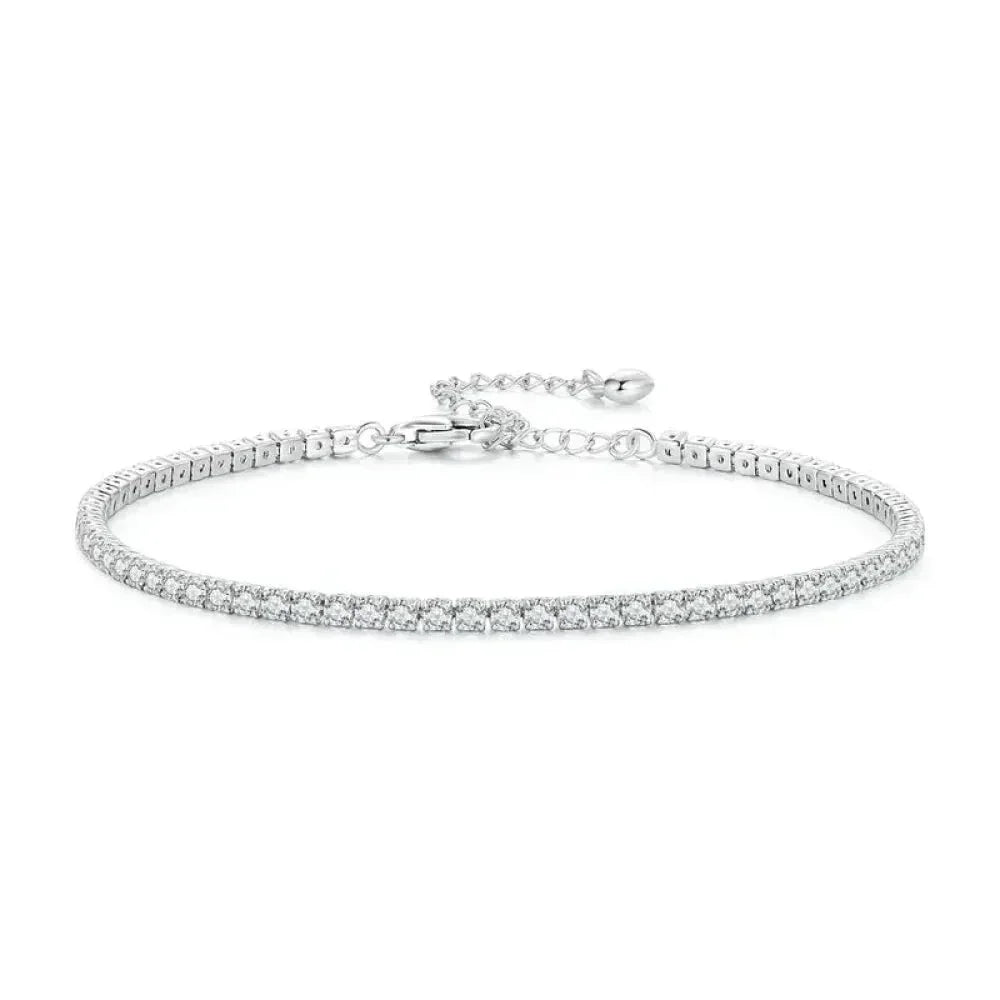 Bracelet de tennis en argent sterling 925 et zircone cubique