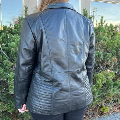 Blouson en cuir de mouton avec capuche amovible