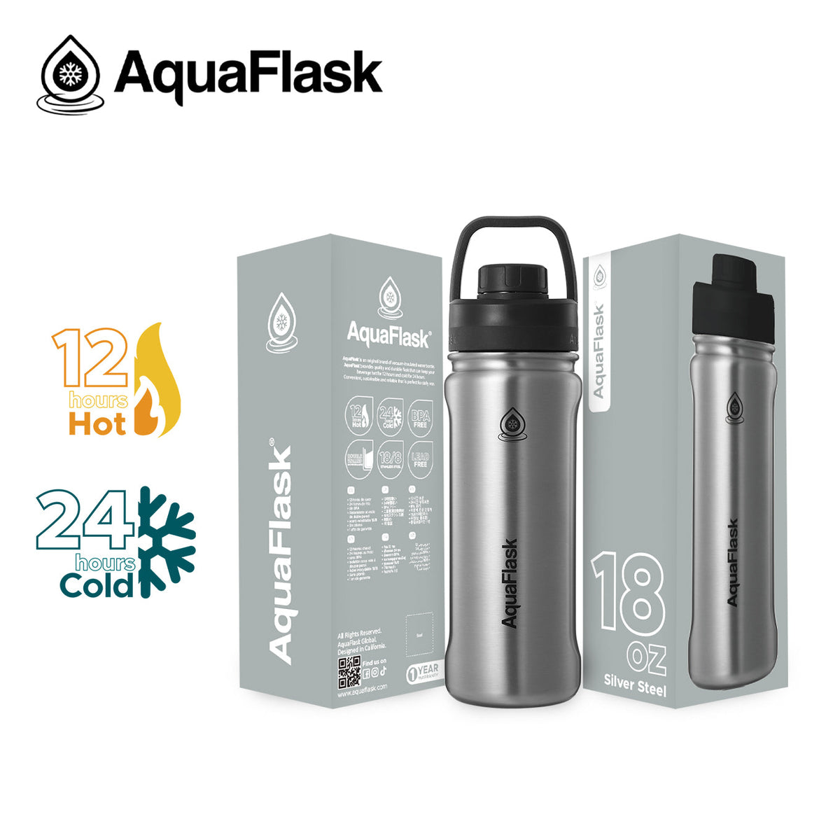 Bouteilles d'eau isothermes sous vide AquaFlask Original 530ml (18oz)