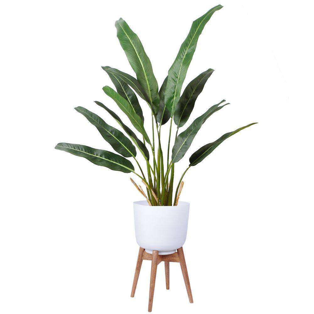 Sita - Jardinière à Pieds en Bois Tourné Blanc (Plusieurs Tailles)