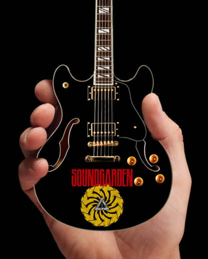 Soundgarden Logo Signature Chris Cornell Black Hollow Body Mini Guitar