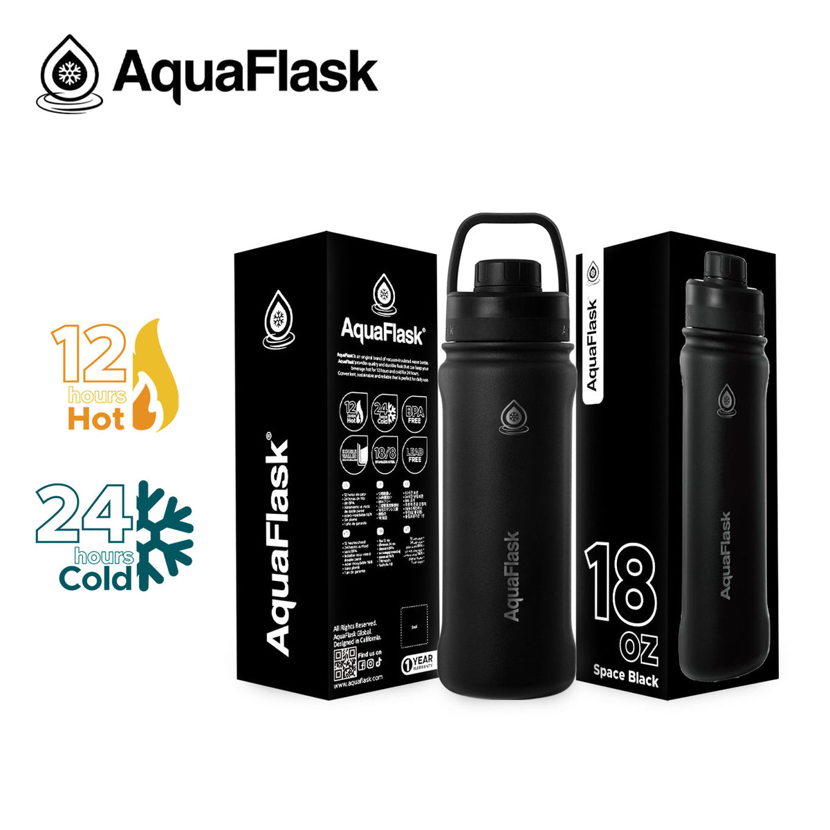 Bouteilles d'eau isothermes sous vide AquaFlask Original 530ml (18oz)