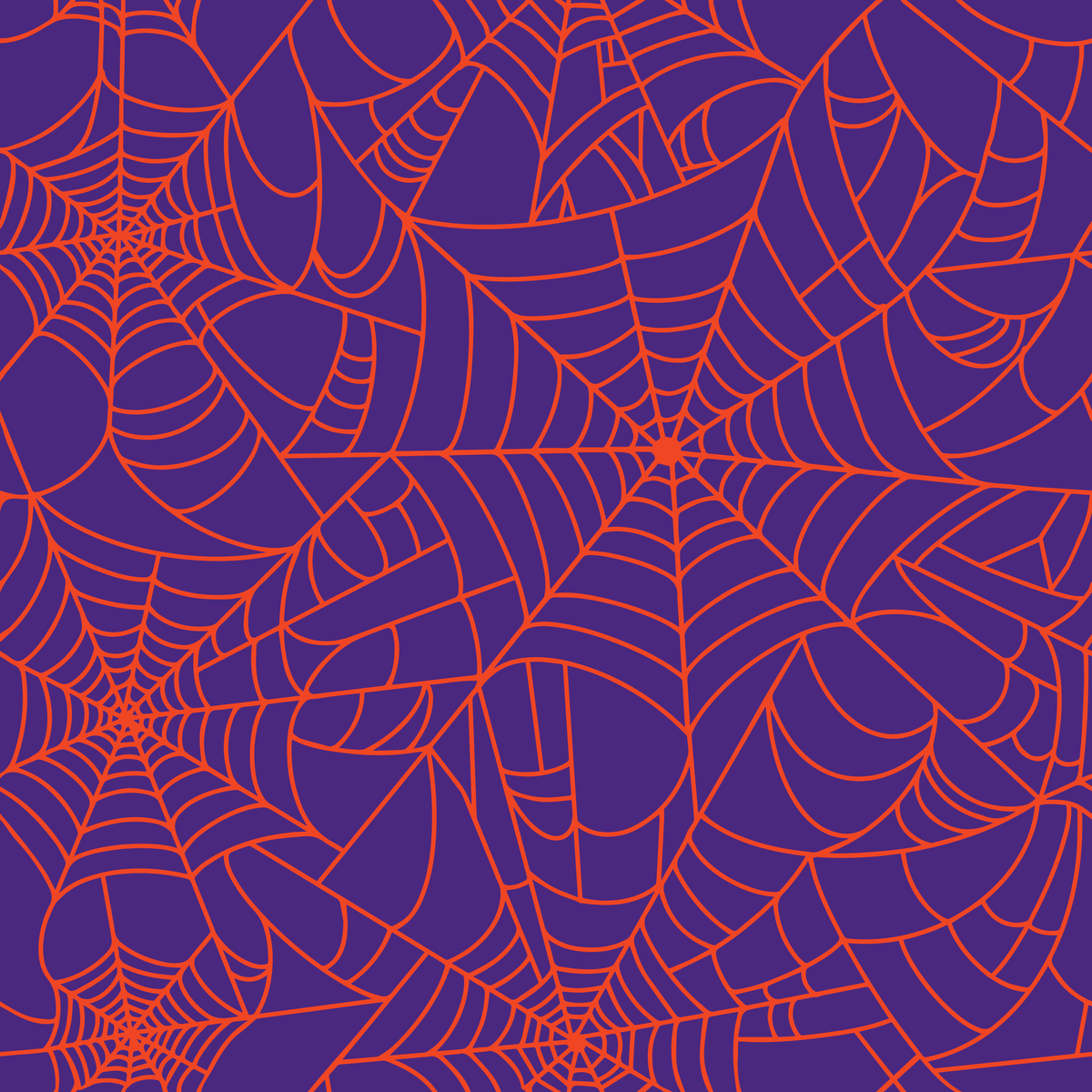 Motif toile d'araignée orange d'Halloween en HTV sur fond violet