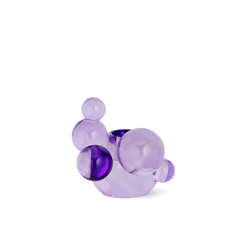 Bougeoir en verre bulle de cristal - Sculpture décorative violette