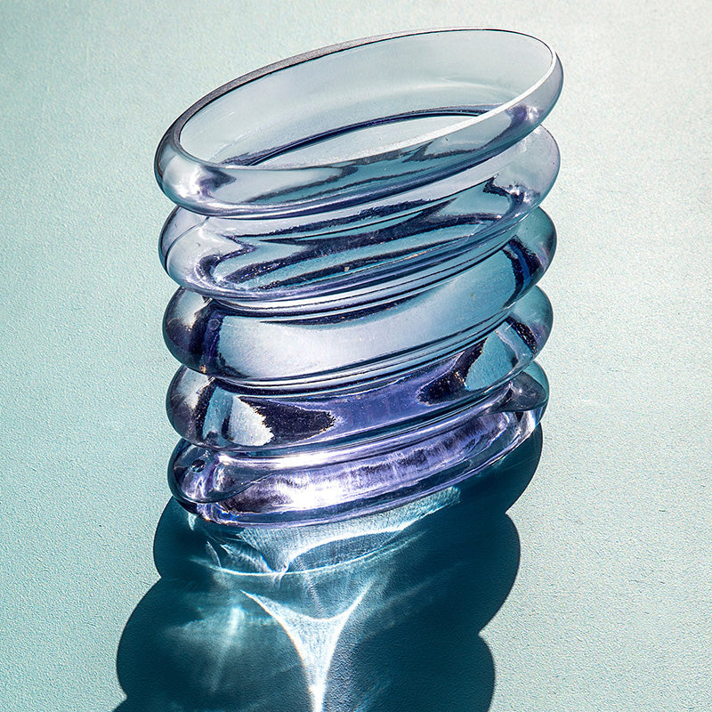 Repeat Glass Vase - Mouth-Blown Wavy Blue-Purple Design