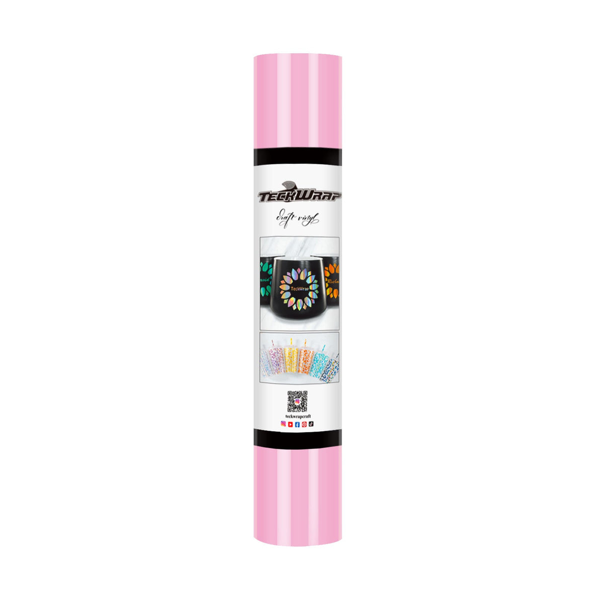 Vinyle adhésif brillant TeckWrap - Rose bonbon | Idéal pour les projets artistiques, les autocollants et bien plus encore !