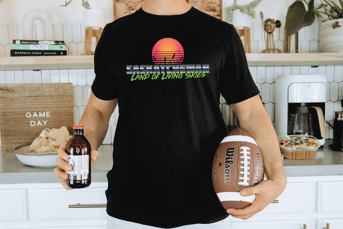 T-shirt unisexe rétro années 80 Saskatchewan | Vêtements Saskatchewan | Vêtements des Prairies