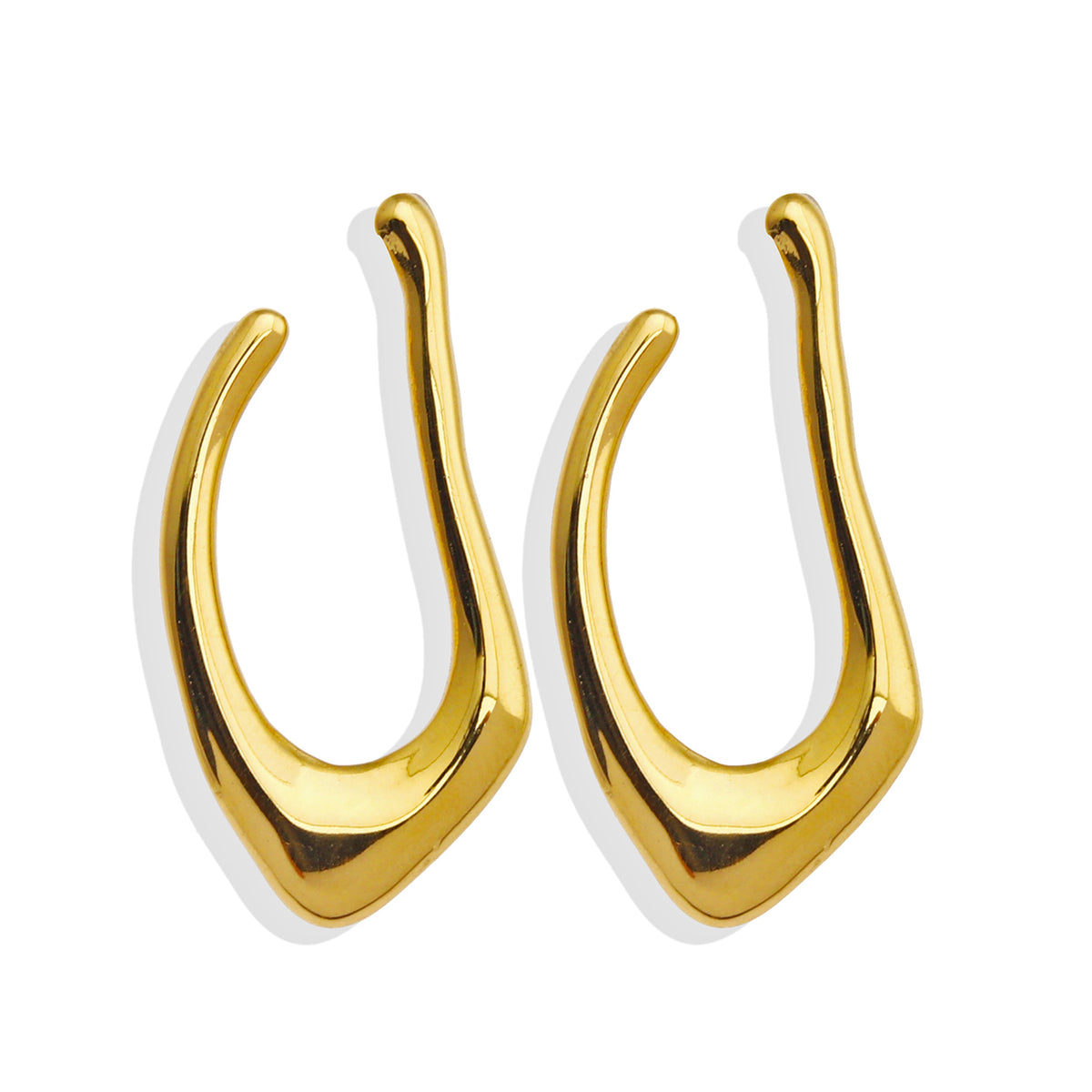Boucles d'oreilles créoles TARAJI forme abstraite dorées
