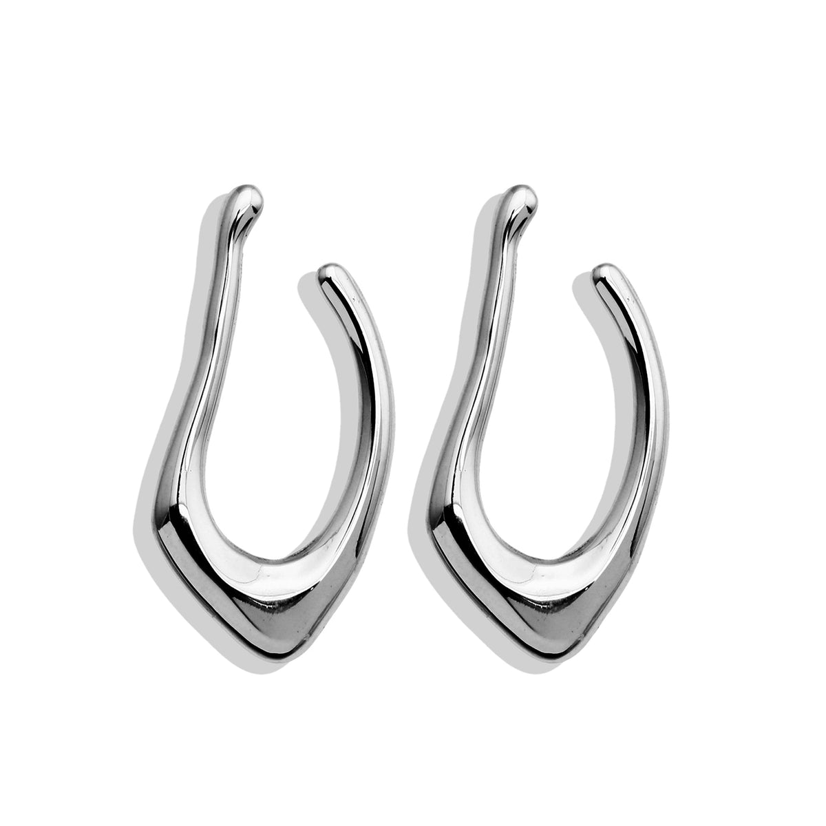 Boucles d'oreilles créoles forme abstraite TARAJI en argent