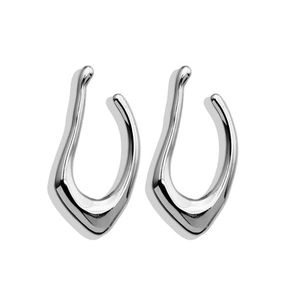 Boucles d'oreilles créoles forme abstraite TARAJI en argent