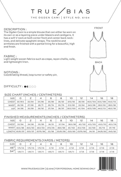 Ogden Cami Pattern by True Bias