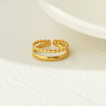 TIFFANY Double Stacked Beaded Gold Ring