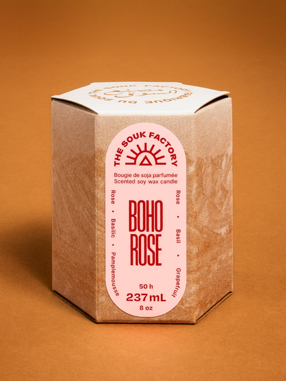 Bougie Boho Rose - Rose, pamplemousse & basilic