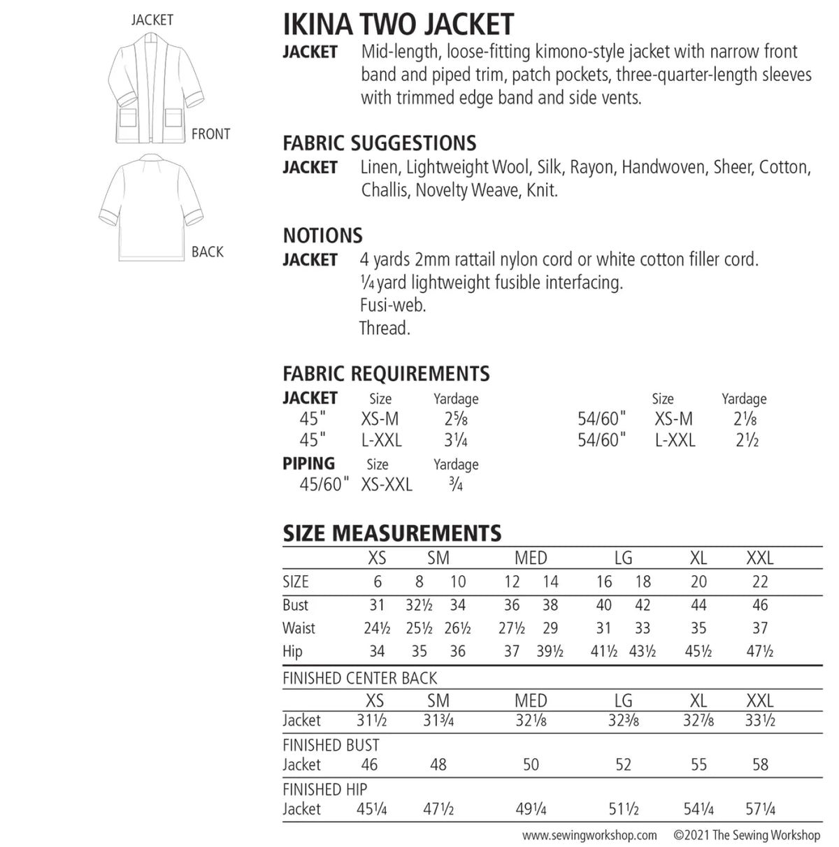 The Sewing Workshop - Ikina Two Jacket