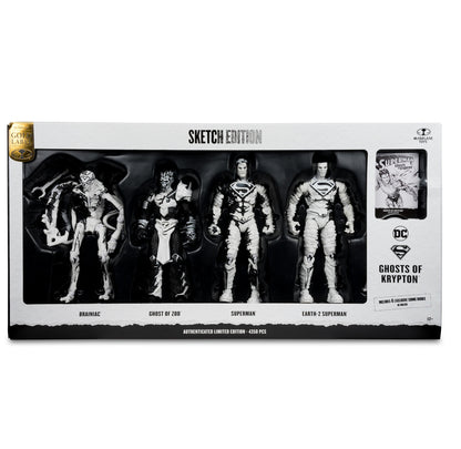 Superman Comics Sketch Edition (Page Punchers: Ghost of Krypton) 7" 4-Pack Gold Label Figure