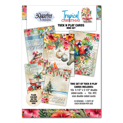 3Quarter Designs Cartes Tropicales de Noël "Tuck N Play" Mini Set