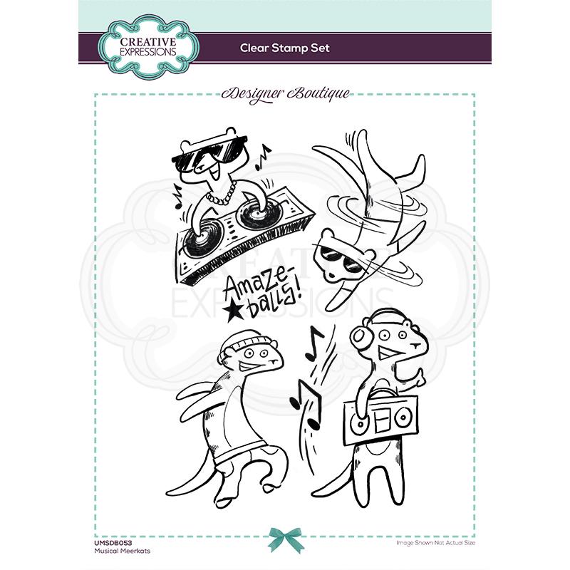 Tampon transparent A5 Creative Expressions Designer Boutique Collection Suricates musiciens