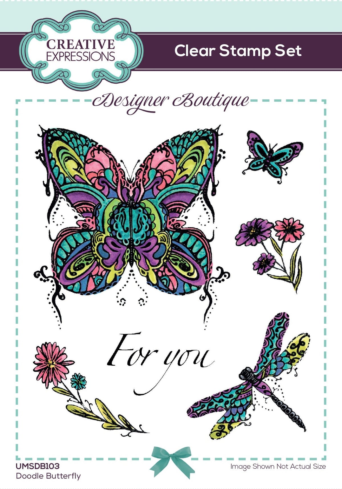 Creative Expressions Designer Boutique Tampons Transparents "Doodle Butterfly" 15 x 10 cm