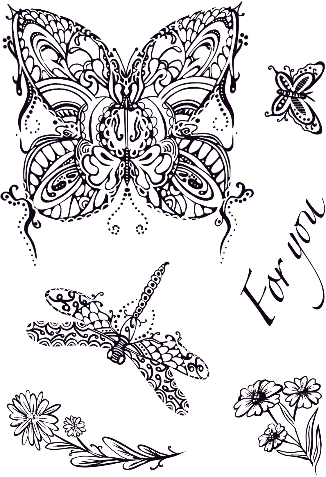 Creative Expressions Designer Boutique Tampons Transparents "Doodle Butterfly" 15 x 10 cm