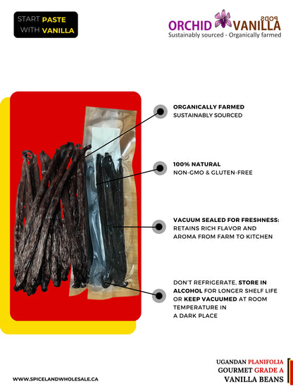 Ugandan Vanilla Beans Grade-A Gourmet <br>For Extract And Baking<BR>By Pound