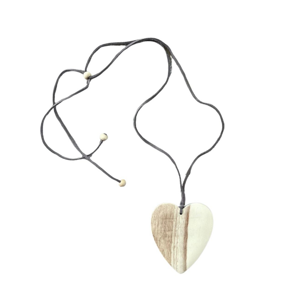 Collier Cœur Simple en Bois