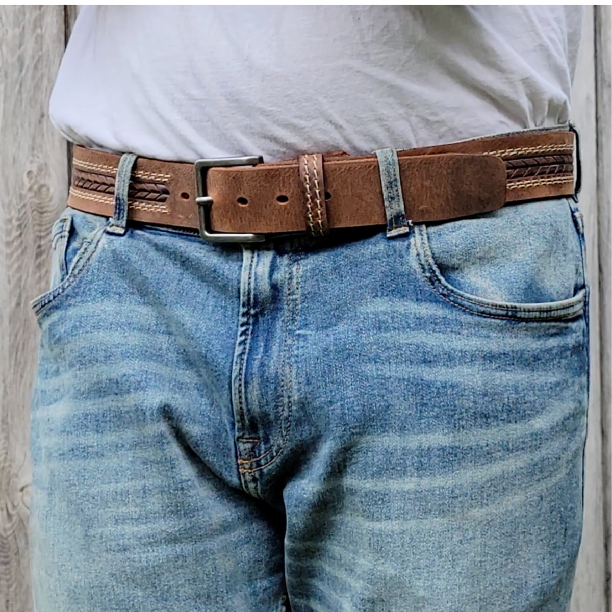 La Ceinture Purpose - Ceinture 100% Cuir Véritable Motif Flèche