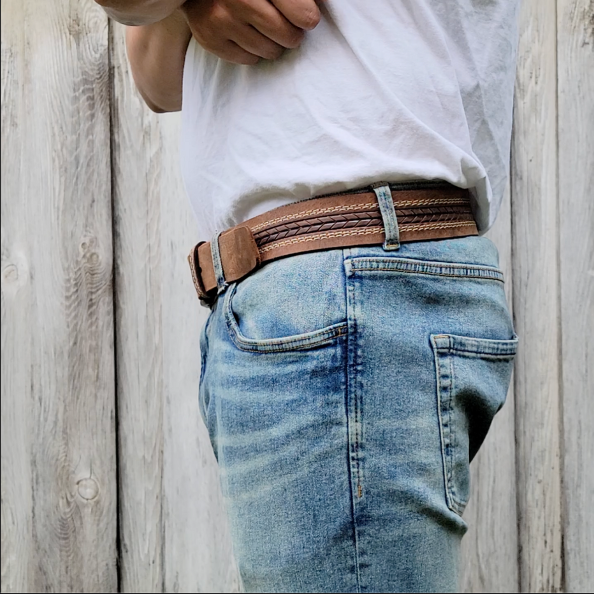 La Ceinture Purpose - Ceinture 100% Cuir Véritable Motif Flèche