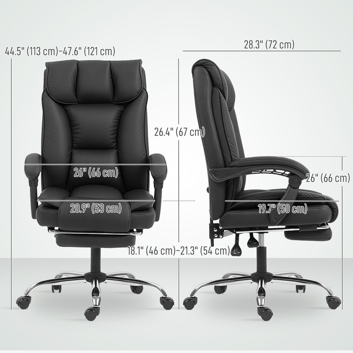 Alexis Executive Ergonomic Office Chair with Pet-Friendly Leather, Footrest and Swivel Recliner-Black