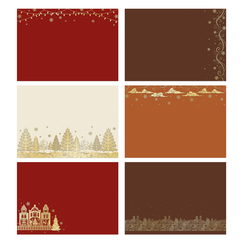 Collection de papier cartonné élégant du village de Noël avec finition aluminium