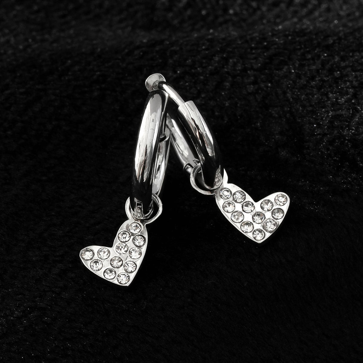 VIRTUOUS Or Blanc Ton Argent : Mini Créoles avec Breloque Cœur Incrustée de Zircone