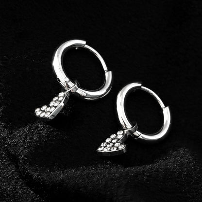 VIRTUOUS Or Blanc Ton Argent : Mini Créoles avec Breloque Cœur Incrustée de Zircone