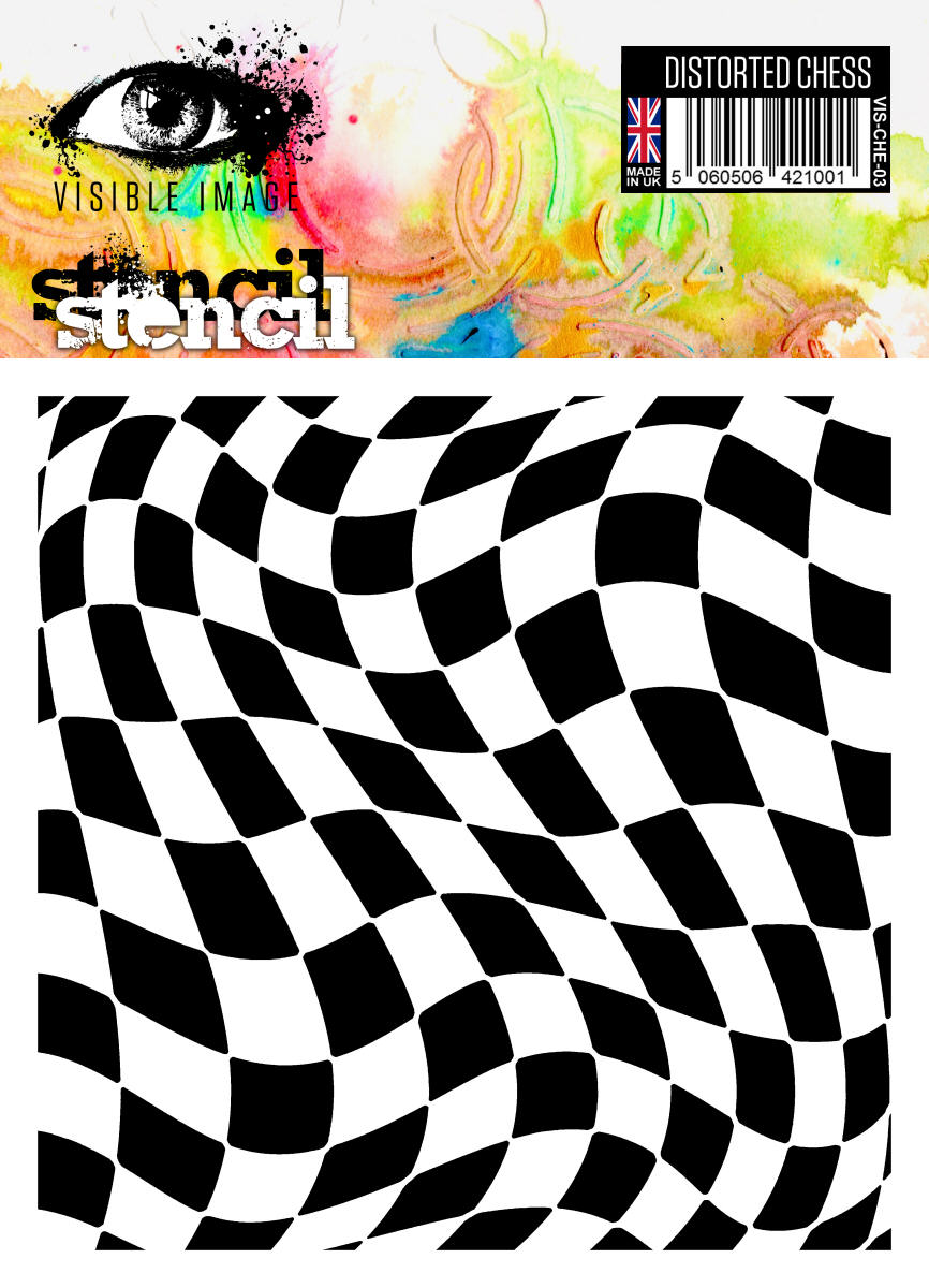 Image visible - pochoir d'échecs déformés - 6 x 6