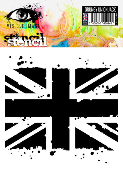 Image Visible Pochoir Grungy Union Jack - 6 x 6