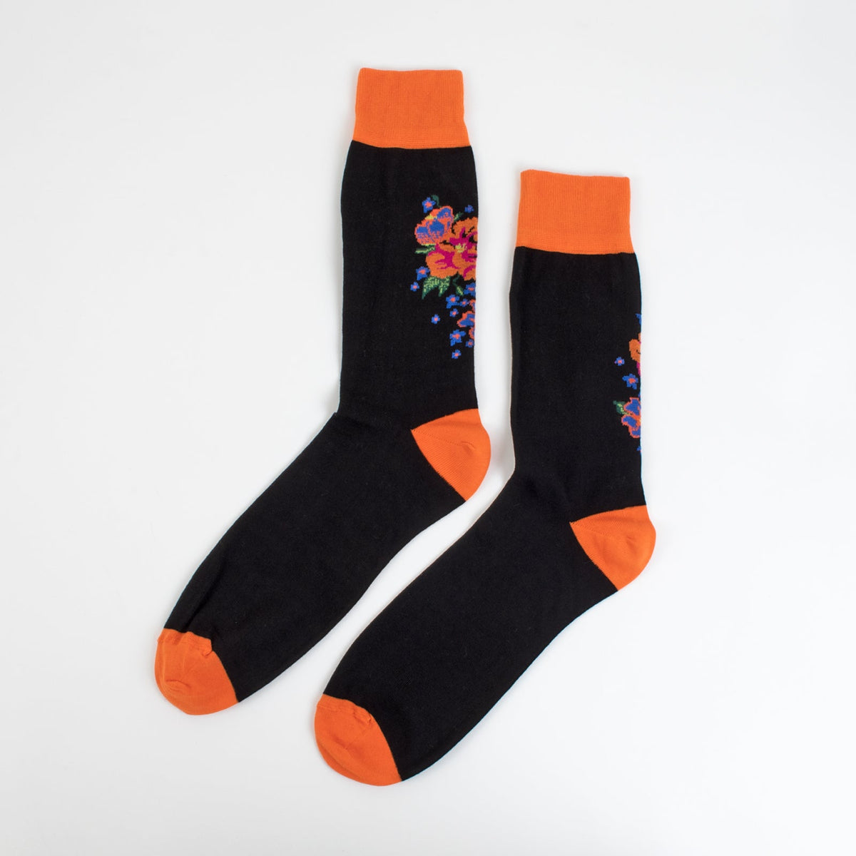 Imprimé floral orange et noir