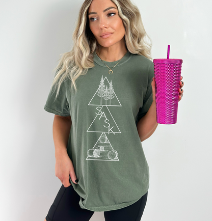 T-shirt unisexe géométrique Saskatchewan | Vêtements de la Prairie