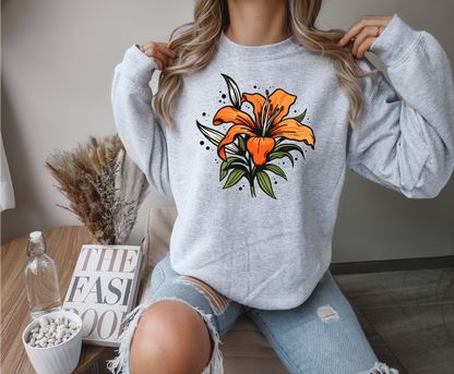 Chandail ras du cou unisexe Lys de la Prairie vintage | Vêtements Saskatchewan