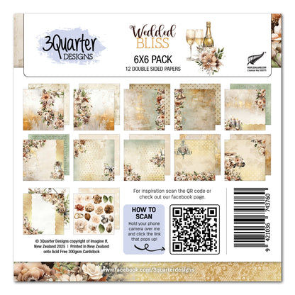 Lot de Papiers 15x15 cm Mariage Heureux 3Quarter Designs
