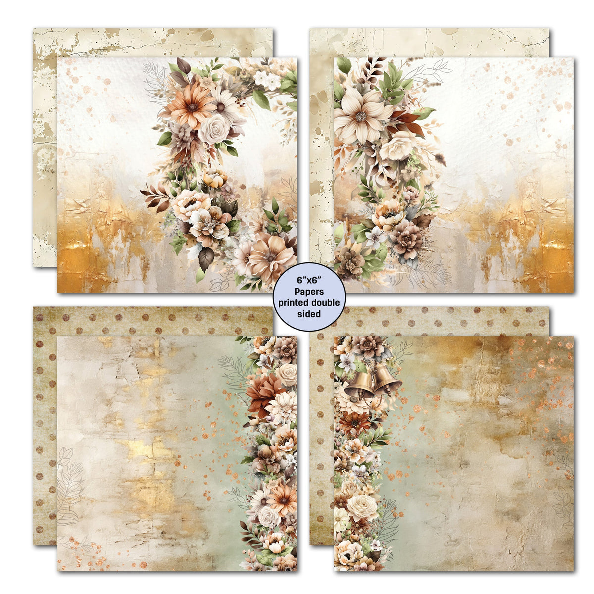 Lot de Papiers 15x15 cm Mariage Heureux 3Quarter Designs