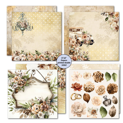 Lot de Papiers 15x15 cm Mariage Heureux 3Quarter Designs
