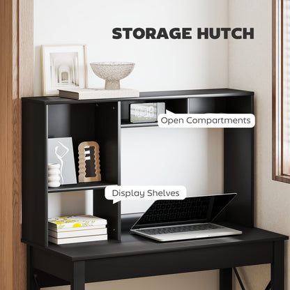 Bureau informatique Sloan avec surmeuble et étagères de rangement - Noir