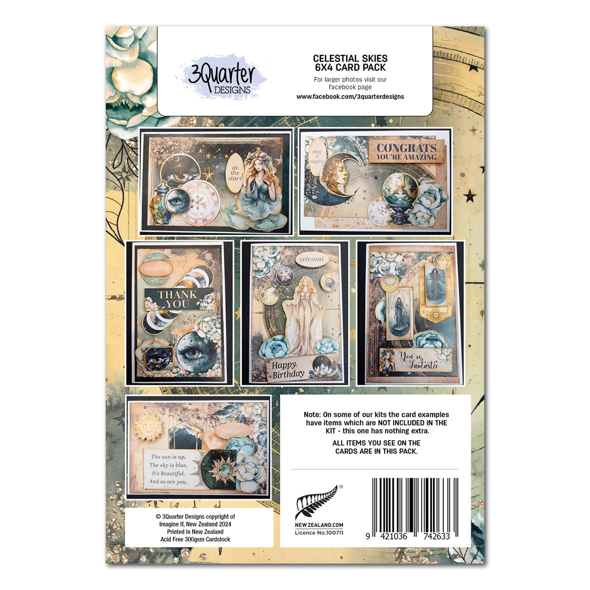 3Quarter Designs Celestial Skies 6x4 Card Pack