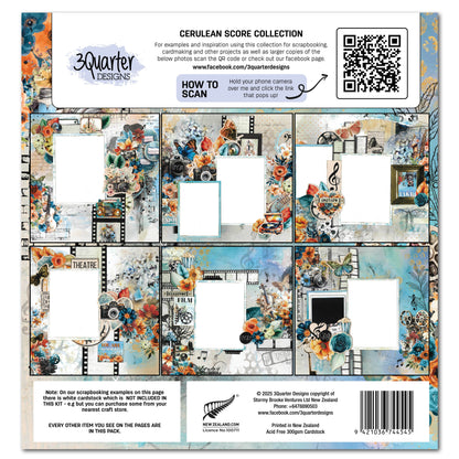 3Quarter Designs Cerulean Score 12x12 Design Paper & Diecuts Set