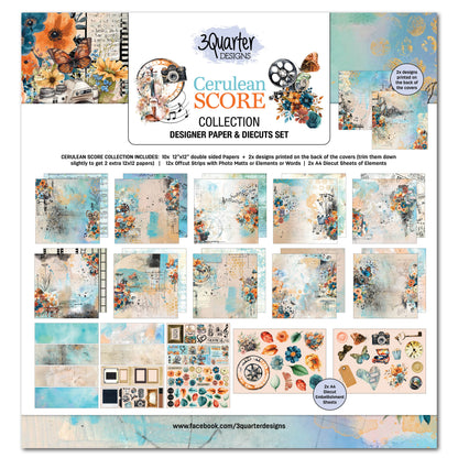3Quarter Designs Cerulean Score 12x12 Design Paper & Diecuts Set