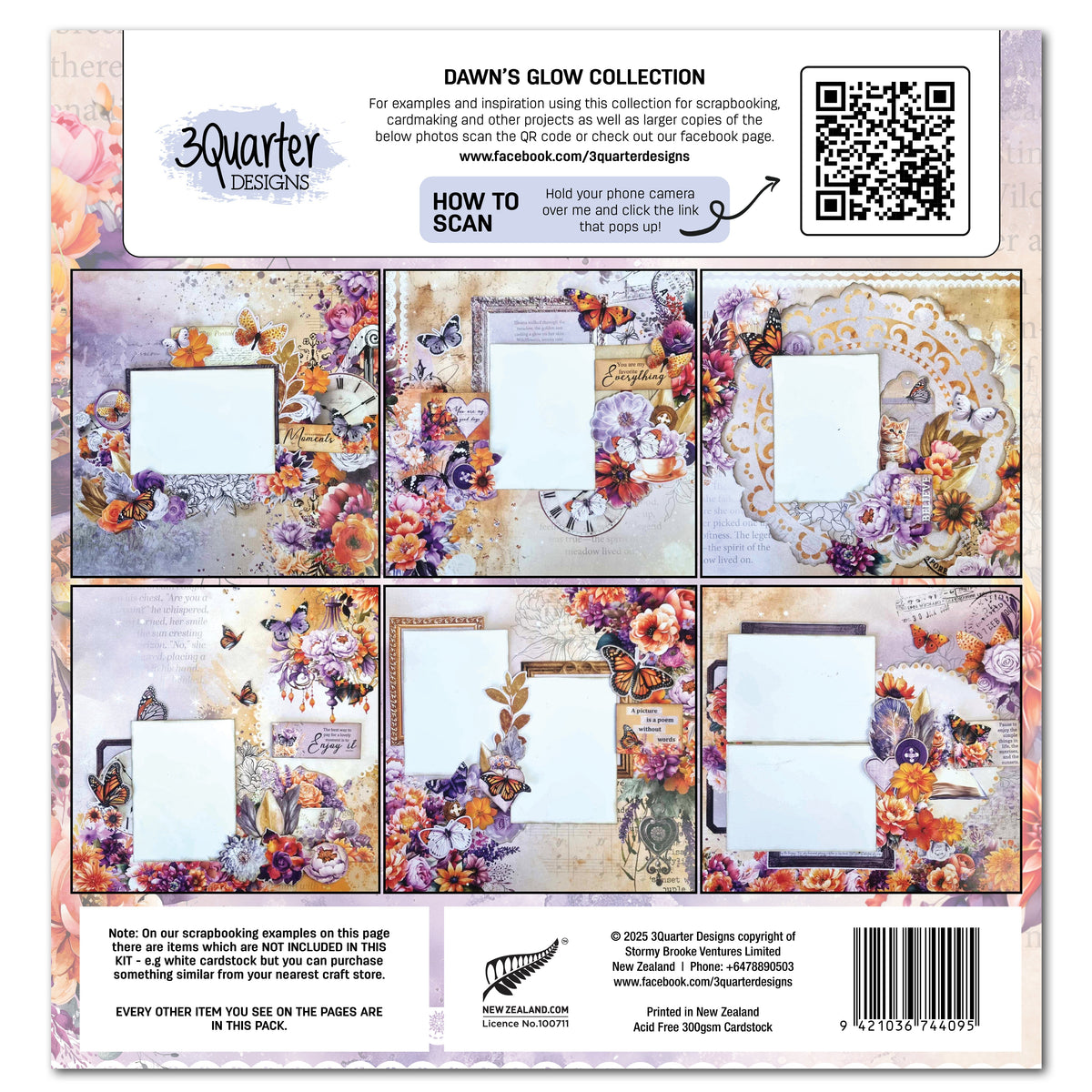 Lot de papiers décoratifs et découpes 3Quarter Designs Dawns Glow 30x30 cm
