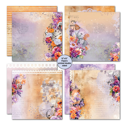 Lot de papiers décoratifs et découpes 3Quarter Designs Dawns Glow 30x30 cm