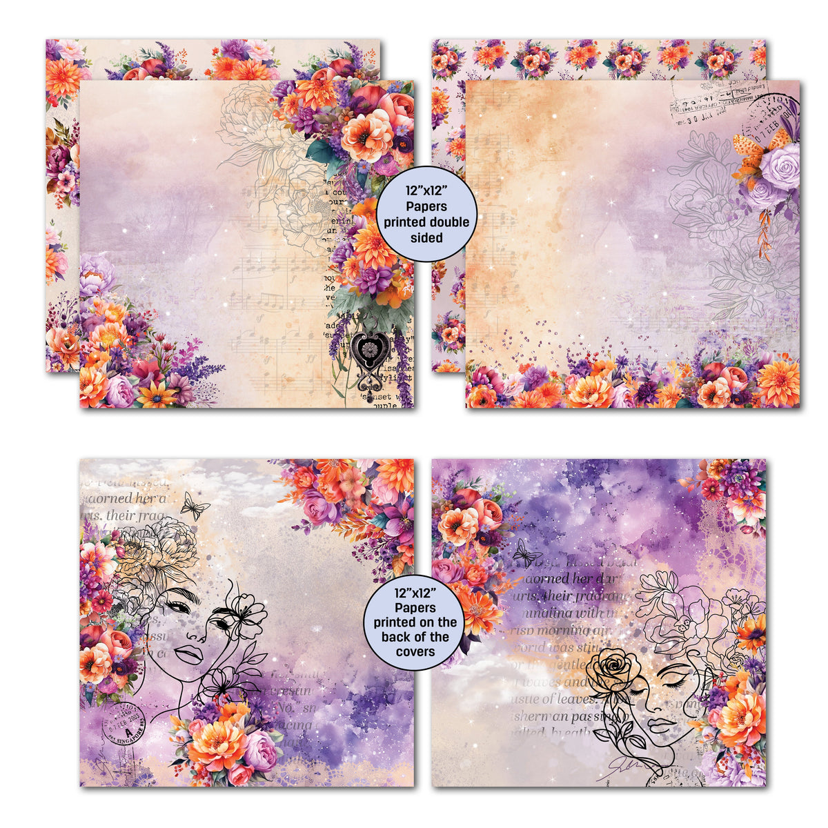 Lot de papiers décoratifs et découpes 3Quarter Designs Dawns Glow 30x30 cm