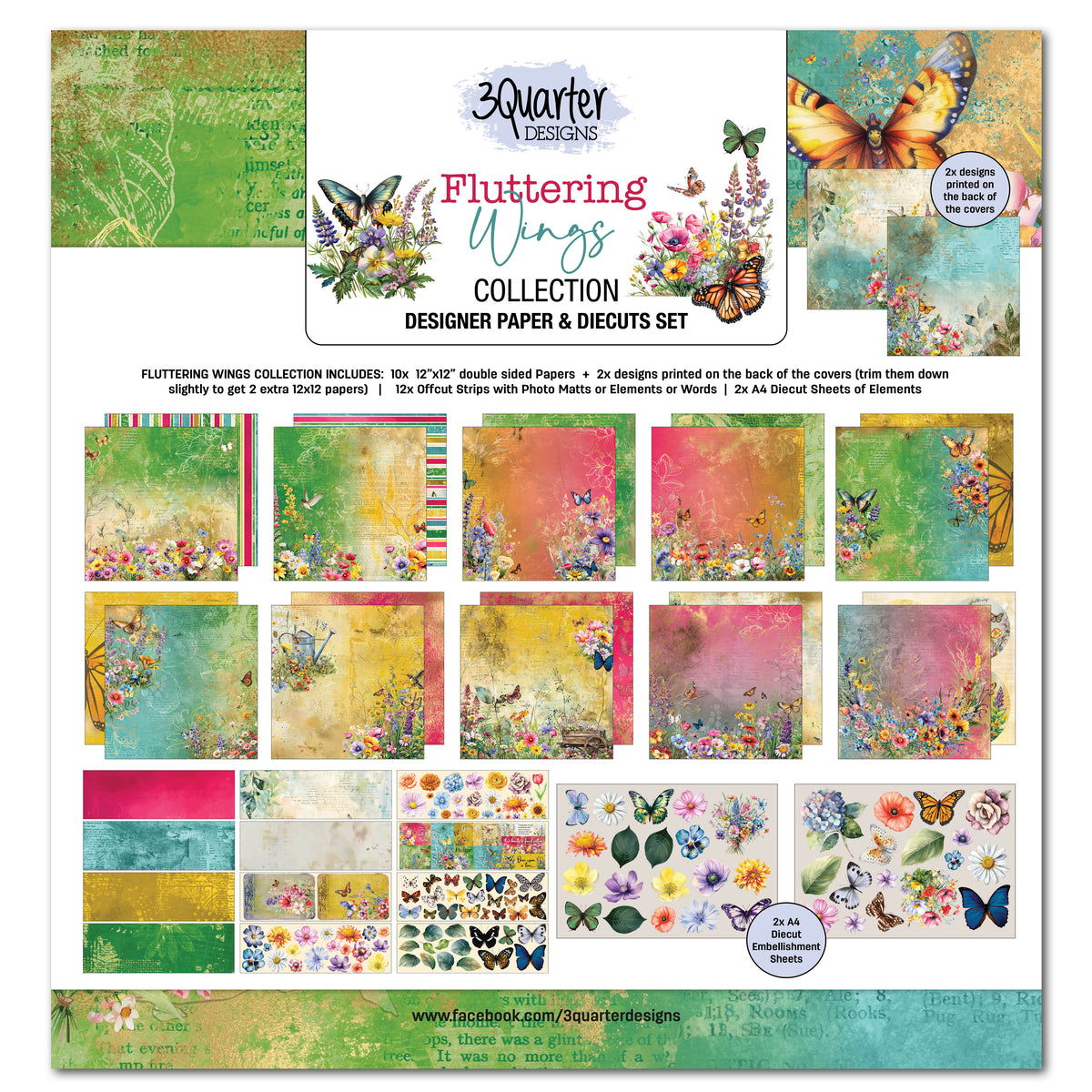 3Quarter Designs Papier Design et Découpes Ailes Flottantes 30x30 cm