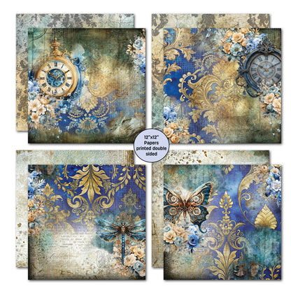 3Quarter Designs Grunged Baroque 12x12 Design Paper & Diecuts Set
